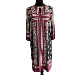 GNW Size Small Motif Print Navy & Burgundy Tunic Dress